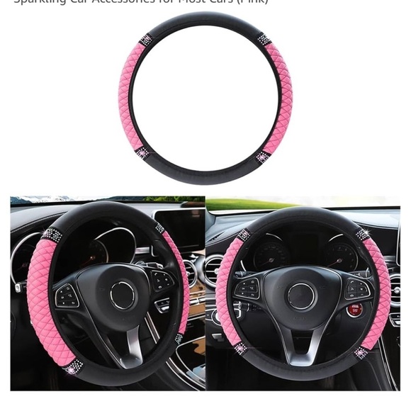 Accessories - Elegant Pink and Black Steering Wheel Cover